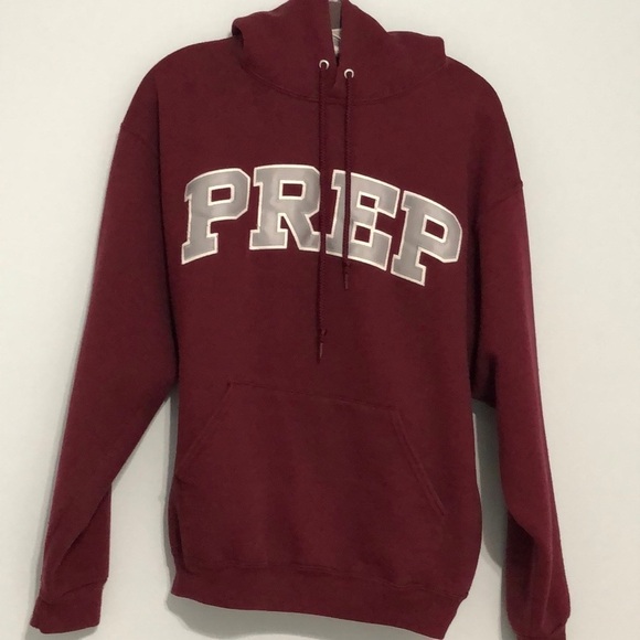 Jerzees Other - HOODED Crimson and Grey Prep Sweatshirt with Front Kangaroo Pocket Men’s Size L